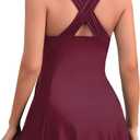 COCOPEAR Women's Elegant Crossover One Piece Swimdress Floral Skirted Swimsuit (XL)