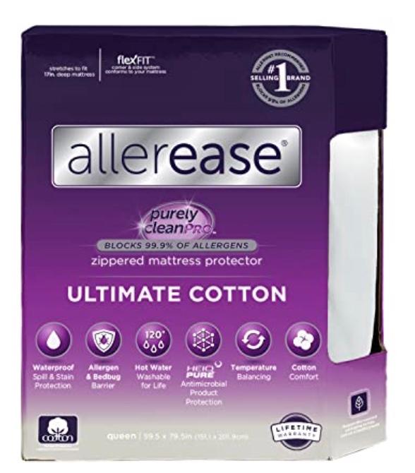 AllerEase Ultimate Allergy Protection and Comfort Zippered Mattress Protector, King, White