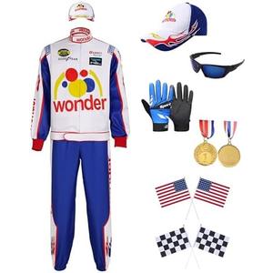 7PCS Characters Costumes in Talladega Nights Racing Jacket Outfits with Accessories Set Race Car Costume for Halloween L