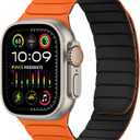 Tasikar Magnetic Bands Compatible with Apple Watch 49mm 46mm 45mm 44mm 42mm Soft Silicone Replacement Loop Wristband for iWatch Ultra 3 2 1 SE Series 11 10 9 8 7 6 5 4 3, Orange-Black