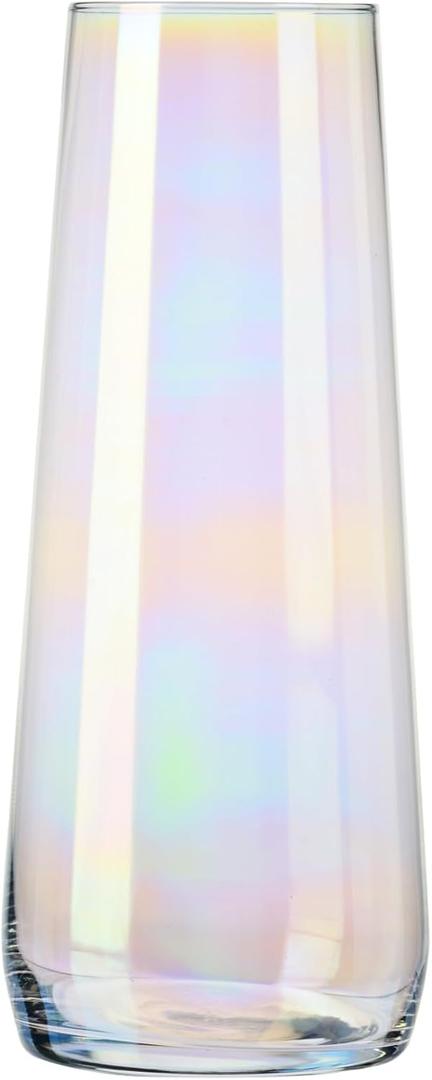 KROSNO Glass Vase for Flowers, 9.45 inch, Iridescent Collection | Rainbow Carafe, Lead-Free Crystal Glassware, Home Decor, Transparent Vase, Centerpieces for Tables