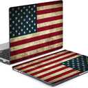 Compatible with MacBook Air 15 inch Case 2023 2024 Release M3 A3114 A2941 M2 Chip Durable Plastic Shell Case with Keyboard Cover & Mac OS Keyboard Sticker (USA Flag)