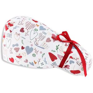 Adjustable Work Cap, Satin Lining, Forehead Sweat-Absorbing Cotton, Good Elasticity, with Buttons and Ties, Suitable for Various Occasions Multicolor