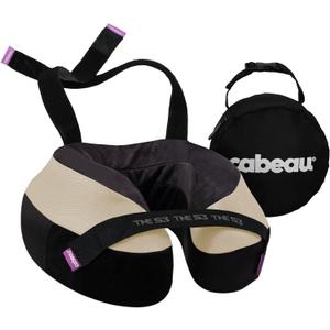 Cabeau Travel Neck Pillows for Airplanes  The Necks Evolution, TNE S3  Supportive Memory Foam Design for Long Haul Flights  Attachable Seat Straps and 360 Support (Cairo Tan)