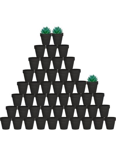 vensovo 26 Pcs Tiny Terracotta Pots - 2 inch Black Small Mini Clay Pots with Drainage Holes for Indoor/Outdoor Succulent Plants, Crafts, Wedding Favor