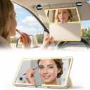 Car Sun Vanity Mirror with Protective Cover, LED Visor Makeup Mirror with 3 Light Modes, Rechargeable Dimmable Touch Large Clear View for Daily Commute & Road Trips, Universal for Car Truck SUV