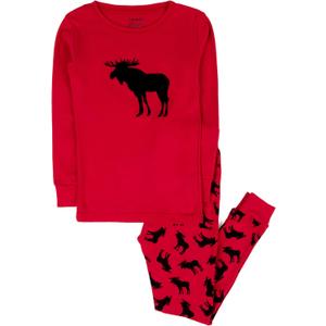 Leveret Kids & Toddler Pajamas Boys Girls Unisex 2 Piece Pjs Set 100% Cotton Sleepwear (2 Years) (Moose)