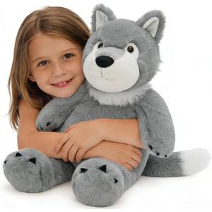 MaoGoLan 22 inch Big Stuffed Wolf Large Plush Wolf Coyote Toy Fluffy Stuffed Animal Big Bad Wolves for Kids Girls Boys Party Favors Christmas Valentine's Day Easter Birthday