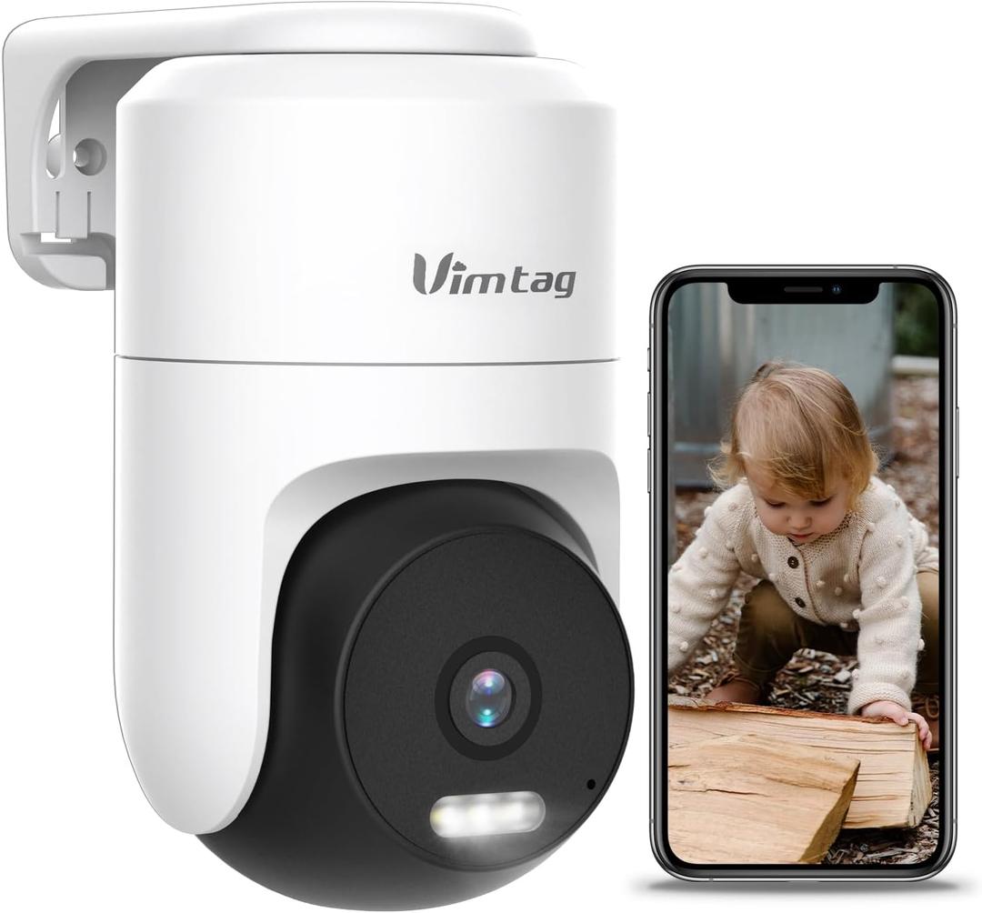 VIMTAG 3K POE Camera, 2.4G WiFi Cameras for Home Security Outdoor, Color Night Vision, 360 View, Motion Tracking & Alerts, Waterproof, Compatible with Alexa, Cloud/SD Storage