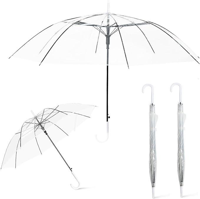 Clear Dome Umbrella, Durable Wind-Resistant Umbrella with Sturdy Bubble Design, Set of 2