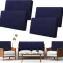 Newwiee Set of 4 Stretch Patio Cushion Covers Sofa Couch Seat Chair Slipcovers Waterproof Cushion Cover Replacement Furniture Protector for Pets Washable(Back Cover,Navy Blue)