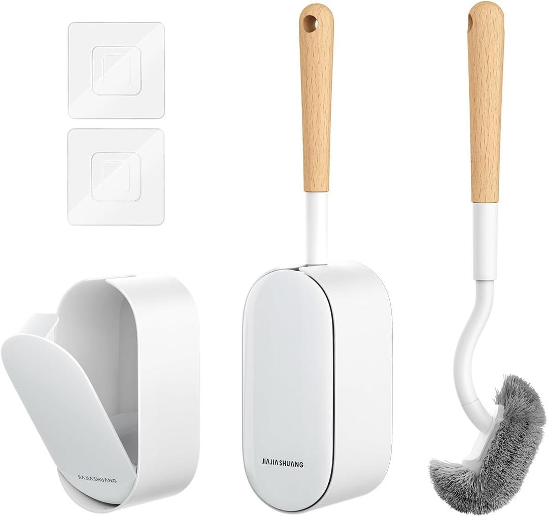 Bamboo Toilet Brush Set, 2 Pack with Ergonomic Design, Compact Size, Durable Bristles, Wooden Holder for Bathroom Cleaning (ef of 2 pk)