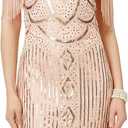 BABEYOND Womens 1920s Flapper Dress Vintage Long Fringe Dress Roaring 20s Sequins Beaded Dress (XX-Large, Rosegold)