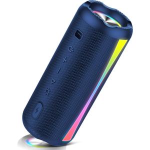 Portable Bluetooth Speaker, 2026 Bluetooth Wireless Speaker 5.4 with RGB Lights, 20H Playtime with Deep Bass, IP7 Waterproof, TWS Pairing, Portable Speaker for Travel/Party/Home/Gifts, Blue