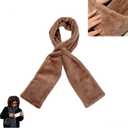 Faux-Fur Pull Through Scarf With Hidden Zipper Pocket for Women, Fur Neck Collar Scarf Cozy Wrap Concealed Storage (Brown)