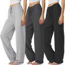 Ultra Performance Womens Pajama PJ Pants 2 Pack Lounge Bottoms Pajamas for Women (Avail in Plus Sizes) (X-Large, Black / Charcoal)