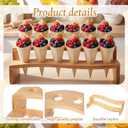 Queekay 100 Pcs Disposable Wooden Food Cones with 12 Holes Food Cone Display Stand Cone Holder for Charcuterie, Ice Cream, Catered Events, Party or Buffets (Curved,Bamboo)