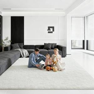 8x10 Area Rugs for Living Room, Large Fluffy Cream White Rugs for Bedroom, Fuzzy Shag Soft Non-Slip Carpet for Kids Girls and Boys Nursery Dorm Indoor Room Home Decor, Cream White