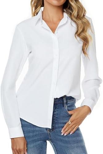 jonivey Womens Stretch Button Down Long Sleeve Shirt Soft Basic Wrinkle Free Work Business Formal Casual Blouse. Small