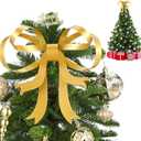 Daifunli 1 Pcs Large Christmas Metal Bow Tree Topper Ornaments with Clip Christmas Bow Decoration for Xmas Tree Topper Garland Wreath Indoor Outdoor Decor, 10 x 12''(Stylish,Gold)