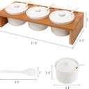 MyGift 10 Pcs Sauce Serving Dish, Hosting Party Essentials Host Gift, 3 Ceramic Ramekin Chip Dip Bowls with Lids & Spoons, Premium Bamboo Server Tray, Condiment Pot Entertaining