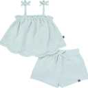 Modern Moments by Gerber Baby Girls' 2-piece Gauze Top & Short Set (Light Sky) 2T