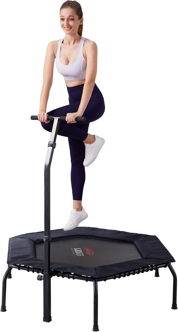 leikefitness Professional Gym Workout 50" Fitness Trampoline Cardio Trainer Exercise Rebounder (Black)