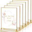 Gold Frames 8X10 Clear Acrylic Sign Holder Gold Picture Frames, Double Sided Menu Holder Display Stand for Weddings Table Numbers (Pack of 6)