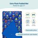 Wildkin Kids Microfiber Nap Mat Soft Sleep Mat with Pillow, Ideal for School & Travel - Robots
