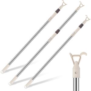 1 Pack Telescoping Skylight Pole with Hook up 47 to 79 Inch Wand for Blinds Tension Rod Blinds Shades Stainless Steel Adjustable Curtain Pull Wand for Skylight Cordless Window (Beige)