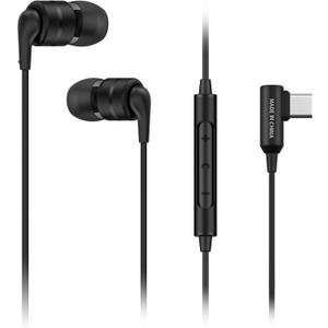 SoundMAGIC E80D USB-C in-Ear Stereo Headphones, L-Shape Plug, in-Line Controller, Metal Housing, 10mm Dynamic Drivers, Water/Dust Proof, Black