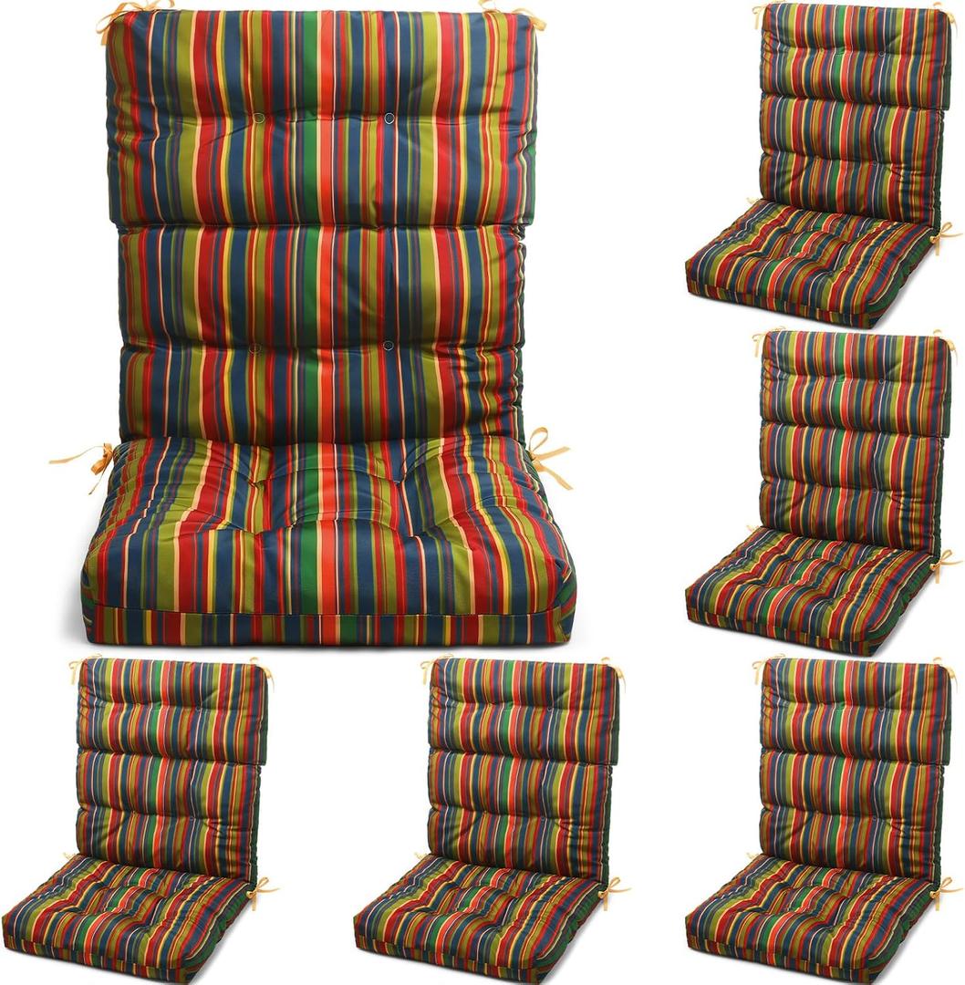 Suzile 6 Pcs Outdoor High Chair Cushion Waterproof Patio Seat Back Cushion 21 x 44 x 3(H) '' Rocking Chair Cushion Cover Thickened Patio Chair Pad for Indoor Outdoor Patio Garden (Mexican Color)