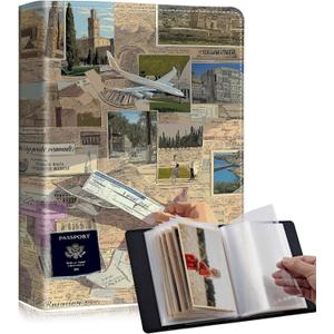 Cute 4x6 photo albums 60 Pockets 120 Photos with Strong Elastic Band, Acid-free, Moisture-proof and Dust-proof for Photo Albums 4x6 Pictures for Baby Women, Adventure Exploration Travel Map