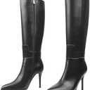 MERUMOTE Stiletto Knee High Boots Women Sexy Pointed Toe Zipper High Heels Boots Size 9