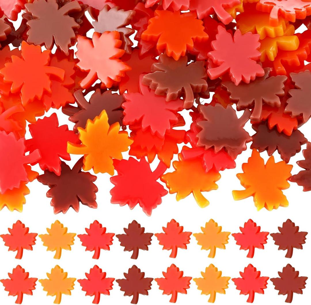 Soulchen 100 Pcs Mini Thanksgiving Leaves Figurines Fall Resin Maple Leaf for Crafts Fall Decorations Miniatures Tiny Maple Leaves Decor for DIY Fairy Garden Micro Landscaping Autumn Party Decorations