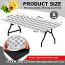 Boao 6 Pcs Plastic Picnic Table Cover 72 x 30 Inch for 8 ft Tables Disposable Waterproof Grey and White Checkered Table Covers with Elastic Fitted for Picnic Camping Birthday Outdoor Party