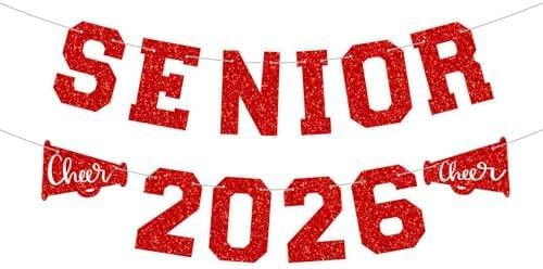 Fuyoooo Graduation Party Decorations Cheerleader Senior 2026 Graduation Banners Megaphone 2026 Senior Night Decorations Sport Theme Party Supplies for Player Gift Sport Parties Favors(Red)
