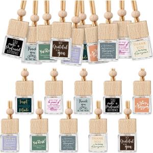 Havawish 10 Pcs Appreciation Gift Bulk for Teachers Empty Glass Essential Oil Diffuser Car Air Freshener Diffuser for Employee Staff Teachers Hanging Ornament Inspirational Team Thank You Gift