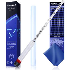 Cimalab Hydrometer Alcohol Meter, Hydrometer Alcohol 0-200 Proof and Tralle Hydrometer, Alcohol Proof Tester for Liquor/Moonshine/Proofing Distilled/Spirits/Distilled Alcohol Proof Cimalab Hydrometer Alcohol Meter, Hydrometer Alcohol 0-200 Proof and Tralle Hydrometer, Alcohol Proof Tester for Liquor/Moonshine/Proofing Distilled/Spirits/Distilled Alcohol Proof