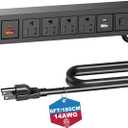 Under Desk Power Strip with Switch, 8 in 1 Mountable Power Strips with 4 USB Ports Fast Charging, Under Desktop Outlet 4 AC Outlets, 6FT Cord for Home Office Desk