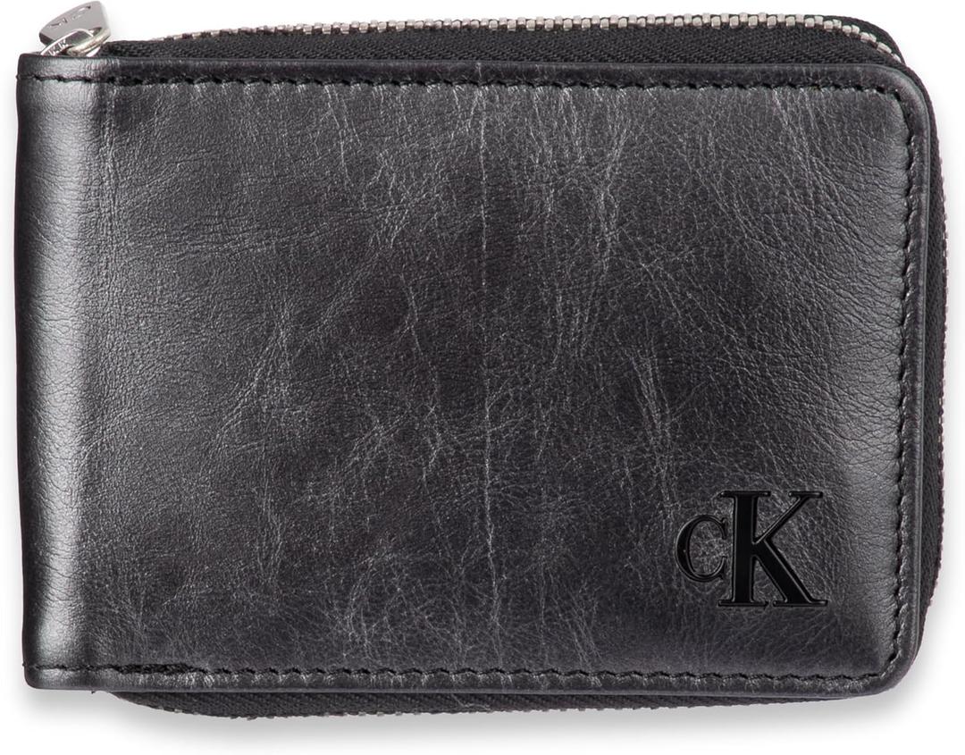Calvin Klein Men's RFID Crinkle Leather Slimfold Wallet