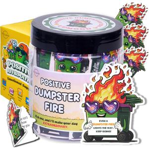 2 x Stocking Stuffer for Teen Girls & Boys  Funny Affirmation Jar with 60 Cards  Gag Gift for Christmas, White Elephant, Birthday, or Stress Relief  Dumpster Fire Emotional Support Jar for Women