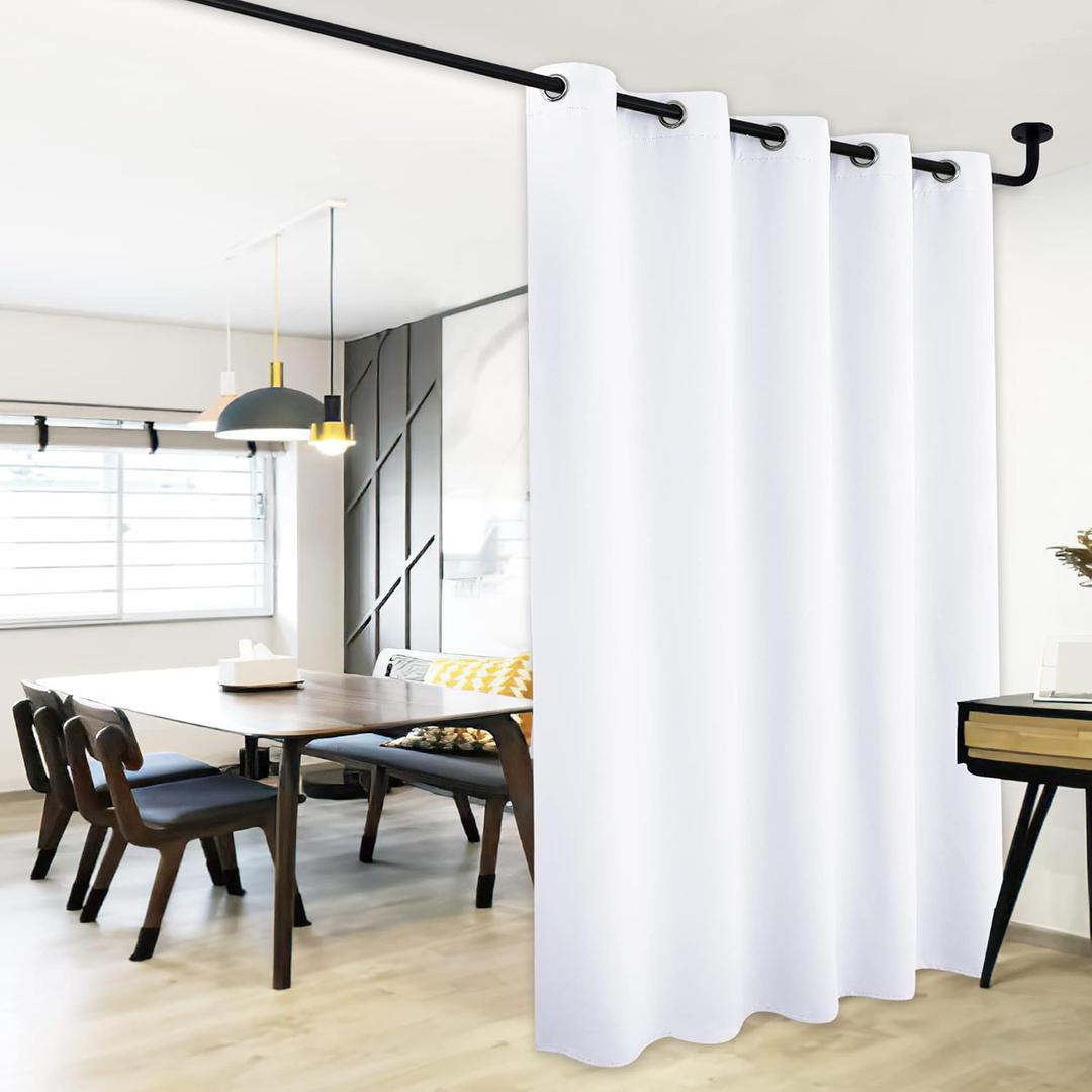NICETOWN Sliding Door Curtain Window Treatment, Energy Smart Thermal Insulated Extra Wide Solid Blackout Curtain Drape for Patio Door (Pure White, W70 x L84)