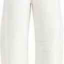 ZISICA Womens Barrel Jeans for Women Trendy 2026 High Waisted Wide Leg Stretchy Baggy Ankle Denim Pants with Pockets, S, White