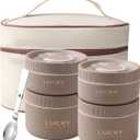 YBOBK HOME Thermal Bento Box Aldult Lunch Box, Portable Insulated Lunch Container For Work Picnic, Keep Warm Stainless Steel Food Container With Bag, Induction Cooker & Microwave Safe (Khaki 68oz) ([4Pcs 2L+2S 68oz] Khaki)