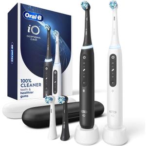Oral-B iO Series 5 Rechargeable Toothbrush Dual Pack (1 Count (Pack of 2), Black and White)