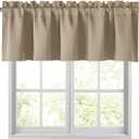 JIUZHEN Taupe Valances for Windows Rod Pocket Room Darkening Small Window Curtains for Kitchen/Bathroom, 52" W x 18" L, 1 Panel