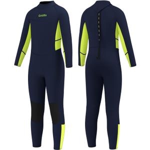 Goldfin Kids Wetsuit, Boys Girls Wet Suits Youth Toddler 3mm Neoprene Back Zip Keep Warm for Cold Water Swimming Diving Snorkeling Surfing Paddleboarding (12, 1.Boys Fullsuit - Navy)