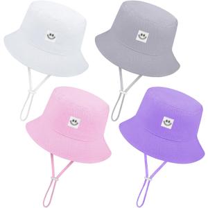 Cooraby 4 Pack Baby Girl Sun Hat Toddler Adjustable Wide Brim Bucket Hat