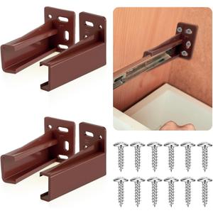 Chunful 2 Pair Rear Drawer Track Socket Back Plates Mounting Brackets Durable Plastic Drawer Track Back Plate Left and Right Close Locker Slides Socket for Repairing Replacing (Brown)